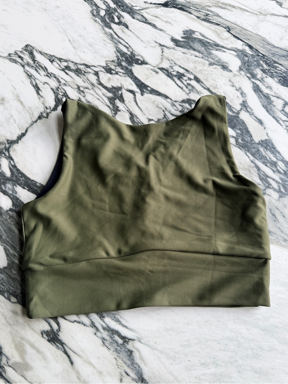 Exotica ExoticAthletica Olive Green Performance Reversible Comfort Crop Top